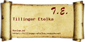 Tillinger Etelka névjegykártya